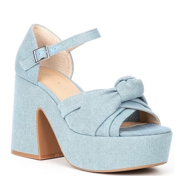 NEW Copper Key Picnic Denim Platform Sandals - Picture 1 of 1